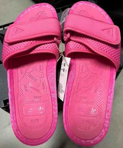 Nuove Adidas Boost X Pharrell Chancletas HU Uomo Taglia 8 Rosa Slides FV7289