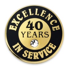 PinMart's Gold Plated Excellence in Service 40 Year Award Lapel Pin