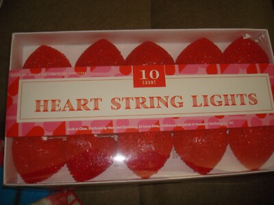 10 Count Red Heart Valentines Day String Lights Indoor And Outdoor Use New
