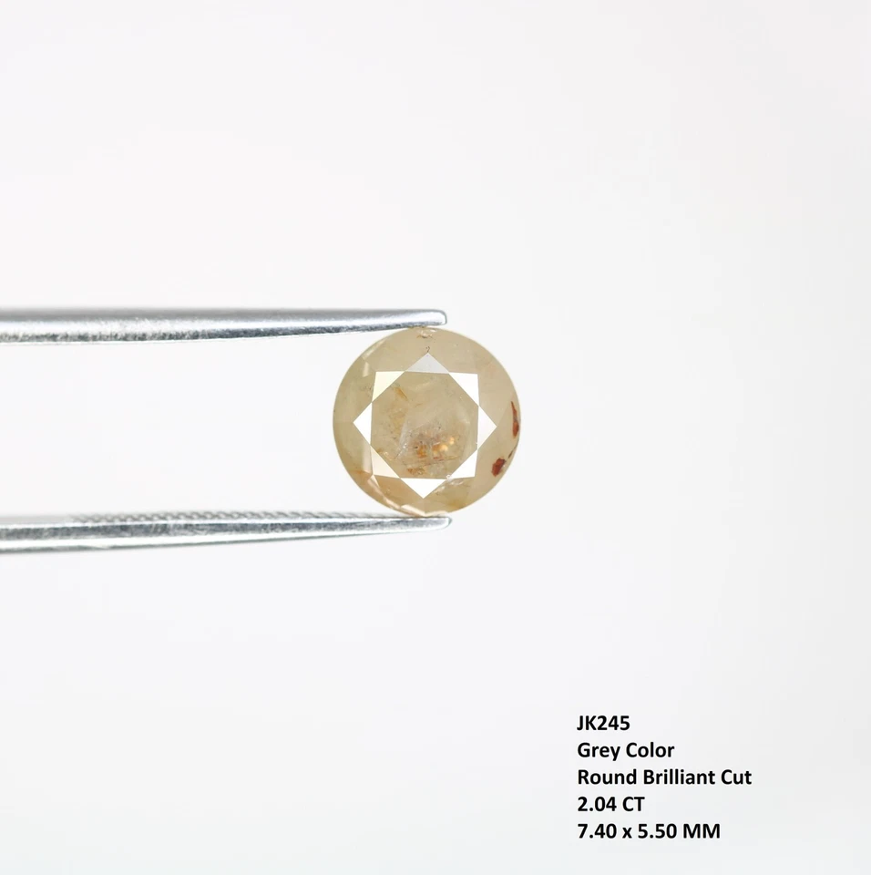 2.04 CT 7.40 MM Polished Round Brilliant Cut Grey Diamond For Proposal Ring - Image 2 of 4