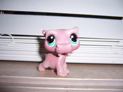 Littlest Pet Shop Hippo Hippopotamus Aqua Eyes LPS #1415 AS PICTURED | eBay