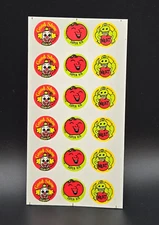 Vintage 80s Scratch & Sniff stickers Teech-Um Cherry  Clown Dinosaur - Sheet