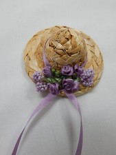 Doll House Miniature Z157 LP Straw Hat 2" Mini Wicker Straw Hat Hand Made