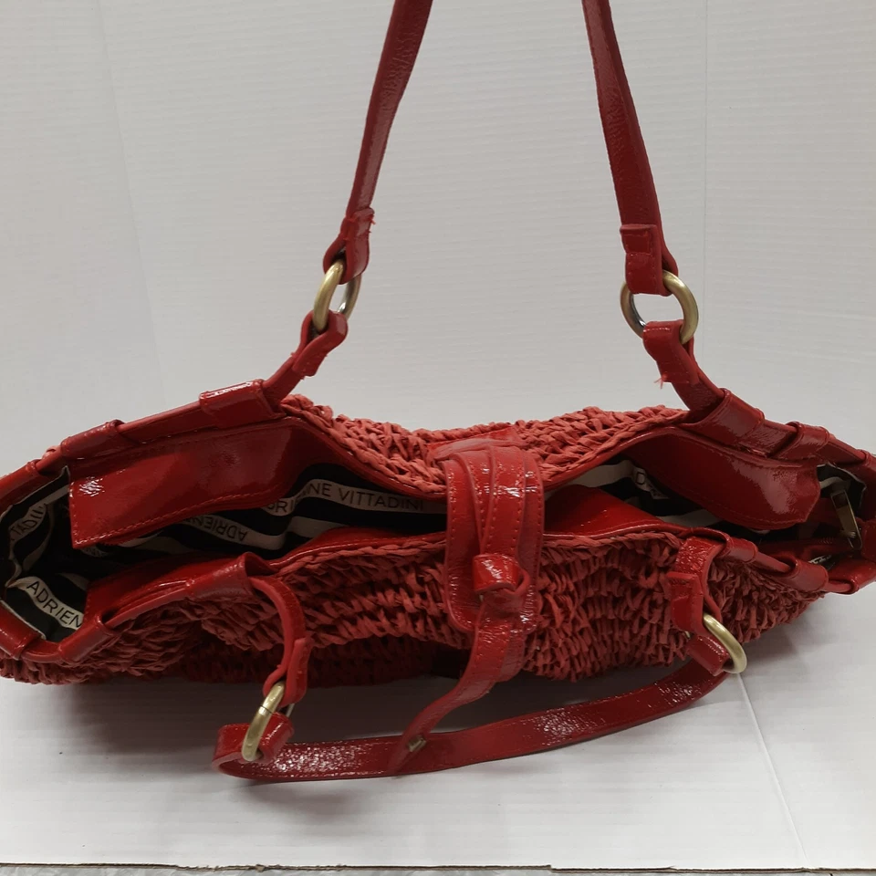 Adrienne Vittadini Muy Grande Rojo Paja Bolso de Mano Cartera Bolso de Hombro Foto 4 de 4