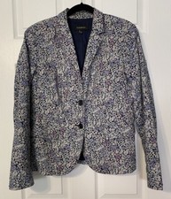 Talbots Blazer Size 8 Multicolor Floral Cotton Classic Career Comfort Versatile
