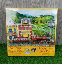 SUNSOUT 1000 Piece NEXT STOP PLEASANT VALLEY 20 x 27 Trains Jigsaw PUZZLE NEW
