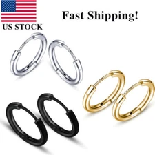 Men's Stainless Steel Small Hoop Earrings Ear Cartilage Lip Piercing Nose Hoop