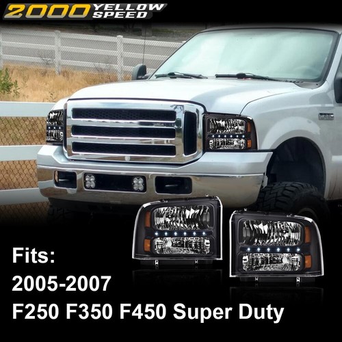 LED DRL Headlights Lamps Fit For 2005-2007 Ford F250 F350 F450 F550 Super Duty
