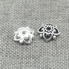 20pcs of 925 Sterling Silver Love Heart Bead Caps for Bracelet Necklace 6mm