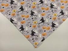 Dog Bandana, Halloween, Tie On, Gray, Halloween, Witches, Ghosts, Spiders, M, L