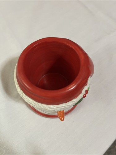 Snowman Candle Holder Glazed Pottery Votive Tealight Kathy Sulewski - Foto 2 di 6