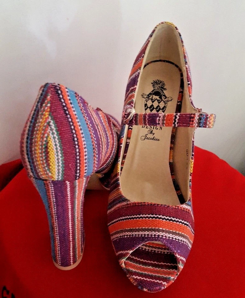  COSTUME accessories shoes PINSTRIPED MULTI COLORED SZ 8.5 GRET 4 70'S COSTUMES  - Image 4 of 4