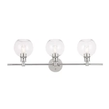 Living District Collier 3 Light Wall Sconce, Chrome with Clear Glass - LD2318C