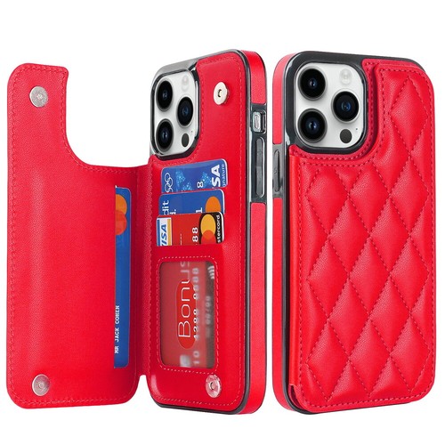 Custodia portafoglio carta magnetica trapuntata in pelle per iPhone 11 12 13 14 15 16 - Foto 51 di 81