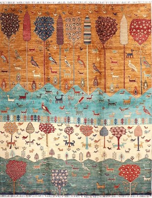 8 x 10 ft Tree of life Animal Area Rug Afghan Hand Knotted Veg Dye Wool Rug