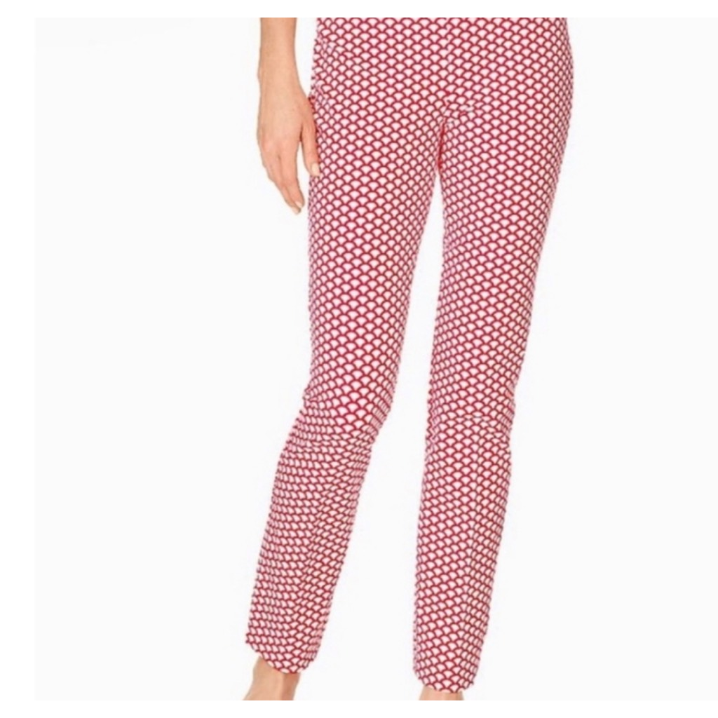 Talbots Womens Red Cotton Blend Straight Leg Pants with Side Zipper Size 8