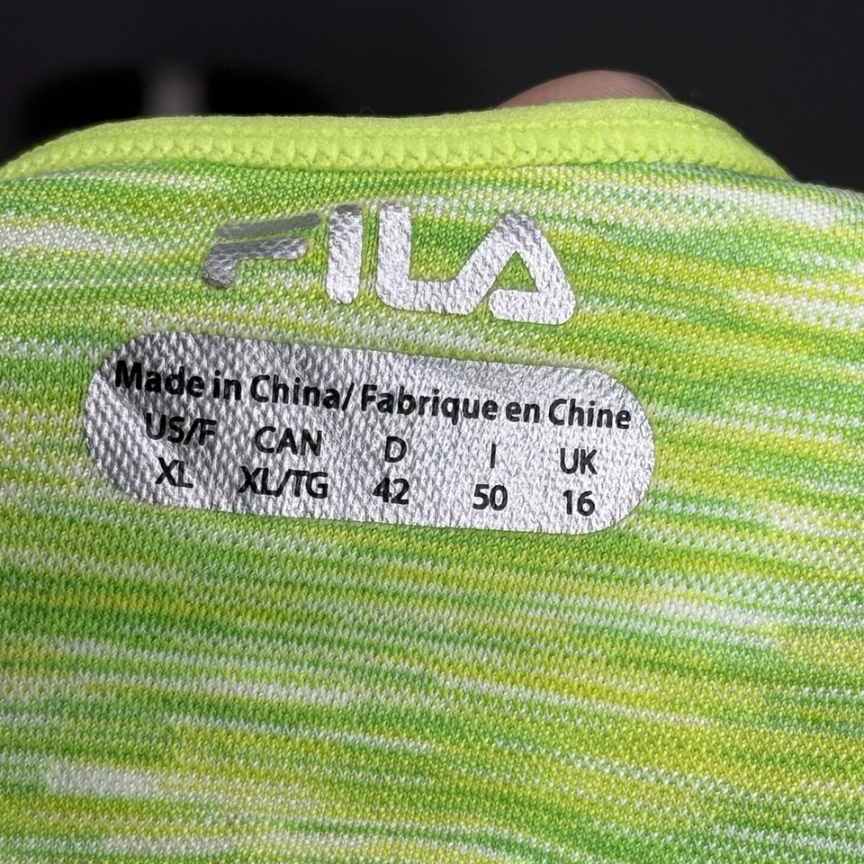 Sujetador deportivo FILA para mujer talla XL verde y amarillo estampado de tinte espacial soporte medio Foto 3 de 4