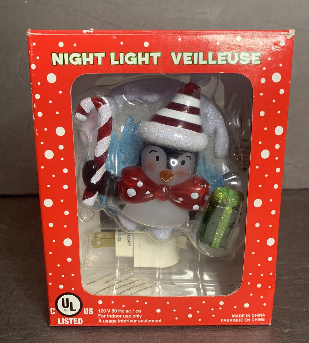 クリスマス Lot Of 2 Night Light Veilleuse Christmas ~ Penguin ~ Reindeer