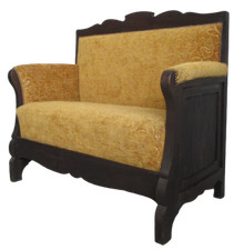 Divano Liberty due posti in pioppo ebanizzato - divanetto primi 900 - sofà