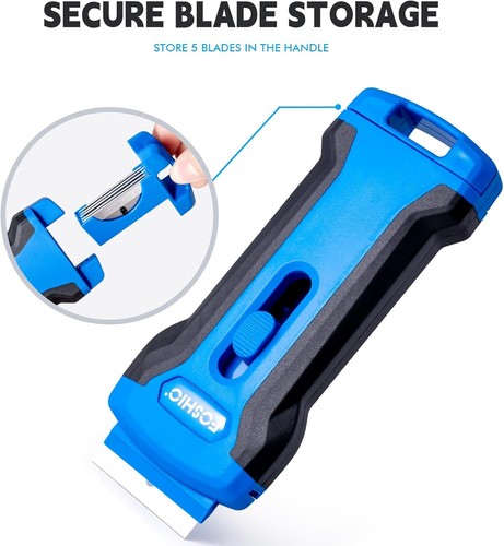 Razor Blade Scraper Tool with 20pcs Extra Razor Storage Box for Remove Sticker - Picture 3 of 5