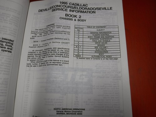 1995 CADILLAC DEVILLE D'ELEGANCE CONCOURS ELDORADO 2 VOLUME SERVICE MANUAL - Picture 12 of 18