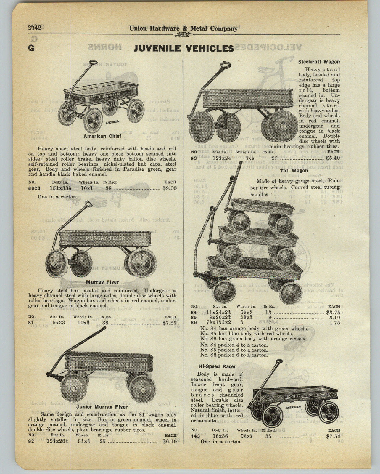 1930 PAPER AD American Chief Murray Flyer Steelcraft Speed Racer Coaster Wagon