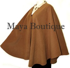 Caramel Cape Ruana Wrap Coat Cashmere Wool Blend by Maya Matazaro Made in USA