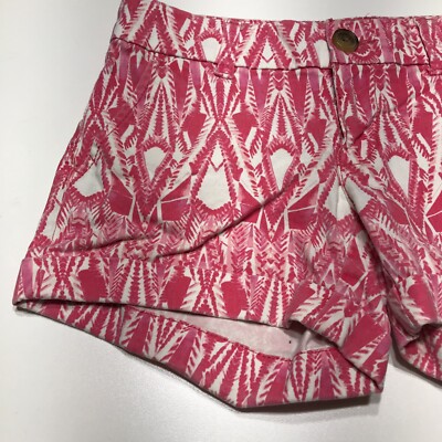 American Eagle Shorts Womens Size 0 Pink Print Cuffed Midi Stretch Slash Pocket