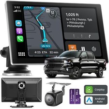 9in Portable CarPlay Android Auto Screen 4K Dash Cam Backup GPS BT FM