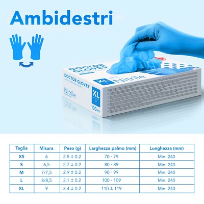 1000 Guanti Nitrile Blu Senza Polvere &ndash; Taglia L, Uso Medico, Spessorati, Nuovi