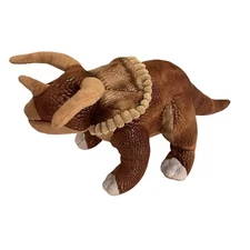 Wild Republic Triceratops Dinosaur Stuffed Animal Plush 14" Brown