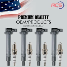 4 Ignition Coil + 4 Spark Plug OEM For 2000-2004 Toyota Tacoma  2.4L 2.7L UF323