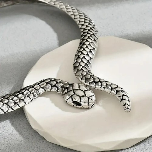 Elegante Ciondoli Argento Sterling 925 Nuova Moda Gioielli King Cobra Collana Serpente - Foto 7 di 13