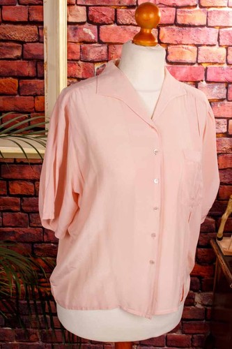 Camicia delicata vintage 100% seta MARCO PECCI rosa cipria pastello M - Foto 3 di 5