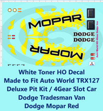 White Toner HO Decal Made for Auto World 4Gear Dodge Tradesman Van Yellow Flair