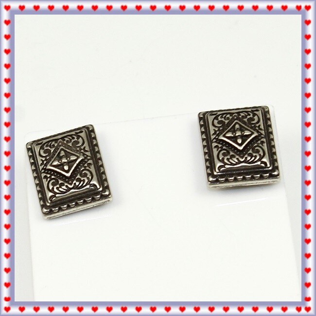 Brighton Vintage Silver Rectangular Post Earrings - image 1