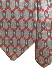 Geoffrey Beene Luxury Tie Gray Wine Blue 100% Silk