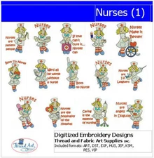Embroidery Design Set - Nurses(1) - 14 Designs - 9 Formats - USB Stick