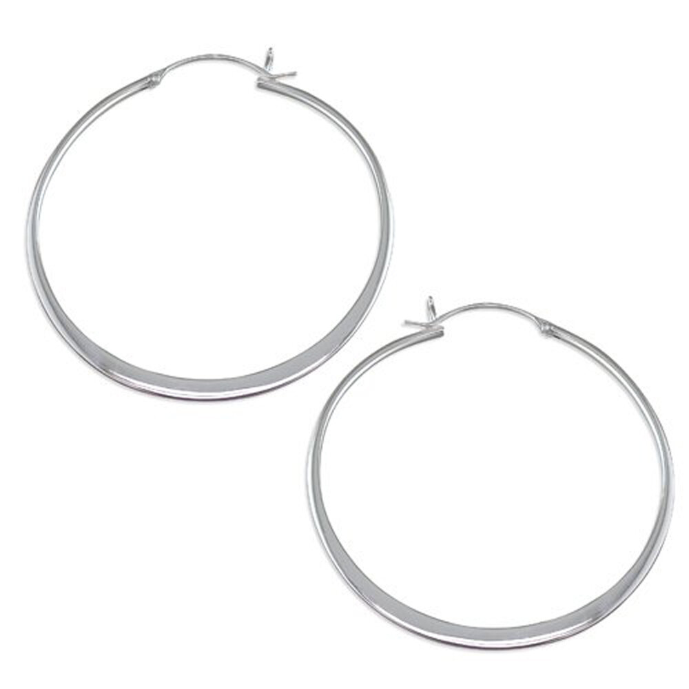 Large Hoop Earrings - Sterling Silver Creole Style for Girls or Women Ladies