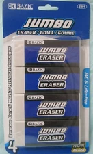 Bazic Jumbo Vinyl Eraser 4 PCS