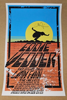 Signed 2008 Eddie Vedder Liam Finn Concert Poster Brad Klausen