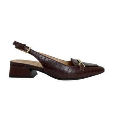 Naturalizer Lindsey Slingbacks Brown Croco Embossed Leather