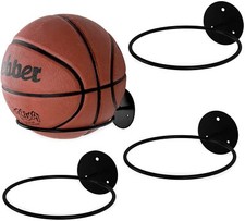 MyGift Set of 4 Black Metal Wall Mounted Gym Sports Ball Holder Display Racks