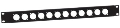 1 HE U Rackblende vorgebohrt für 12x XLR D Typ Frontplatte Rackpanel Rack Blende