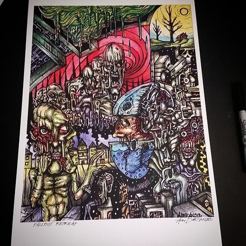 Outsider Art Signed Cardstock Poster Print - 11" x 17" - FALLOUT RETREAT - 4/5 - Picture 3 of 3