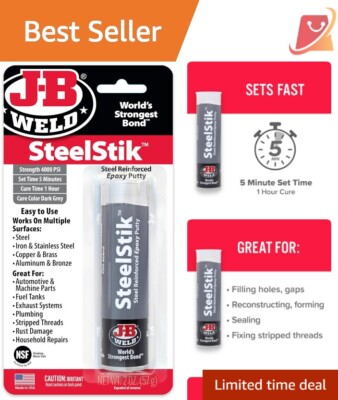 Non-Rusting Hand Mixable SteelStik Epoxy Putty - 2 oz. for Heavy-Duty Repairs