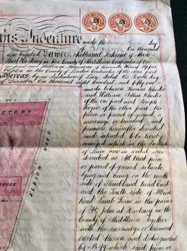 1900 ARRENDAMIENTO DE PERGAMINO ORIGINAL para PROPIEDAD en Albion Road HACKNEY LONDRES + PLAN - Imagen 2 de 4
