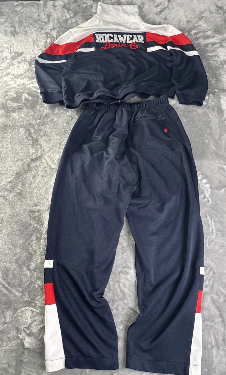 Vintage Rocawear Tracksuit Sz XL Red Blue Striped Zip Jacket
