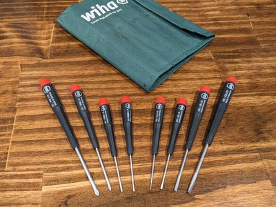 Wiha 26199 Precision Screwdriver Set 8 pc Phillips Slotted Canvas Pouch Used