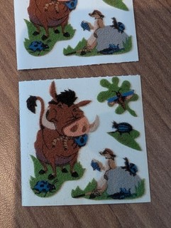 Vintage 90s Lion King Timon Pumbaa Fuzzy Puffy Stickers Lot of 3 Disney